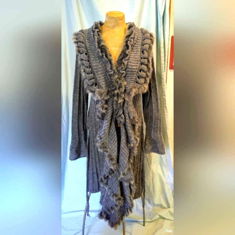 NWOT Long Cashmere Blend with Fur Sweater